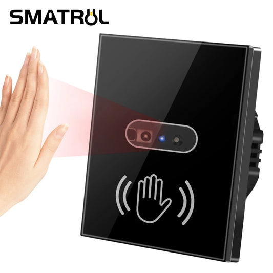 SMATRUL Interruptor de Luz Inteligente de Pared con Sensor Infrarrojo, Sin Necesidad de Tocar, 220V/110V, Panel de Vidrio, EU/UK