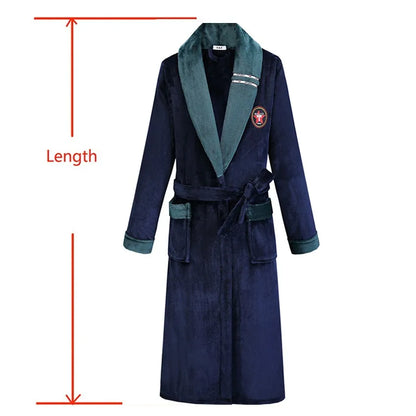 Bata gruesa de franela para hombre, Kimono de baño, camisón cálido, lencería íntima, ropa de casa de talla grande, Otoño e Invierno