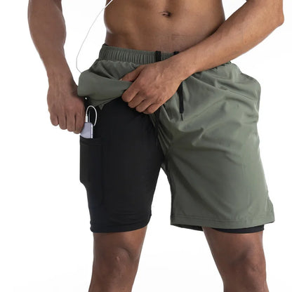 Pantalones Cortos Deportivos Hombre 2 en 1 | Secado Rápido para Entrenamiento, Gimnasio y Running | Verano 2023