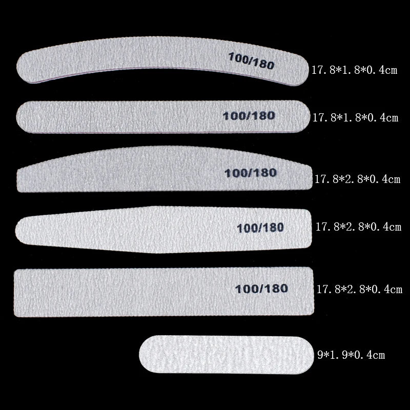 Limas grises para manicura y pedicura, bloque pulidor de doble cara, 100/180, 50 unidades por lote