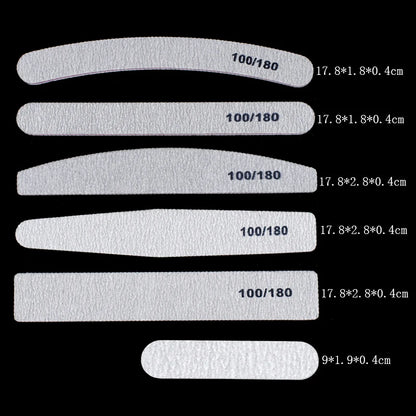 Limas grises para manicura y pedicura, bloque pulidor de doble cara, 100/180, 50 unidades por lote