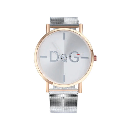 DQG - Reloj Minimalista de Lujo para Mujer, Pulsera con Banda de Malla de Oro Rosa