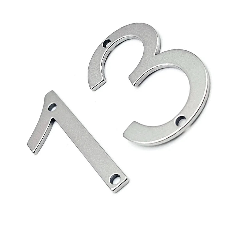 Números de Casa de Acero Inoxidable de 50mm con Tornillos, Placa Metálica Digital para Puerta, Buzón y Calle