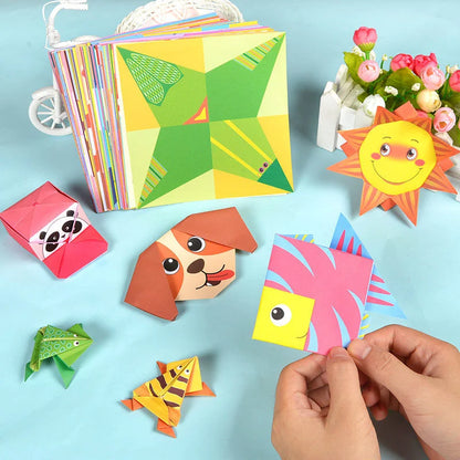 Juguetes de Manualidades para Bebés - Libro de Cortes de Papel Origami de Animales en Caricatura, Puzzles Educativos para Niños, Juguete de Aprendizaje Temprano
