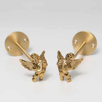 Gancho de Cortina de Libélula/Ángel de Latón Dorado - Accesorio de Metal Duradero para Pared