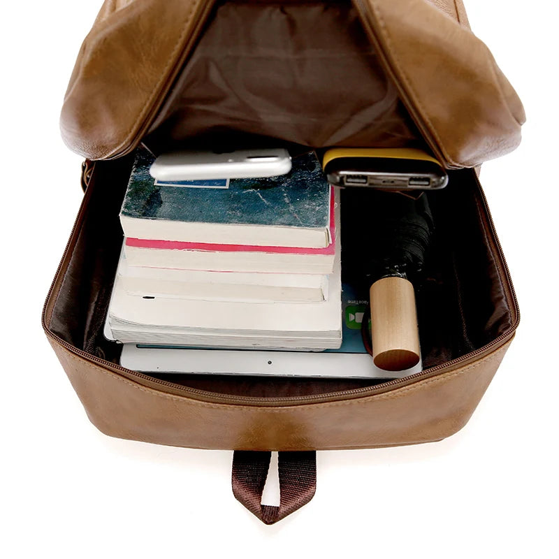 Mochila Masculina de PU de Alta Calidad, Mochila Grande para Laptop, Casual y Escolar para Adolescentes