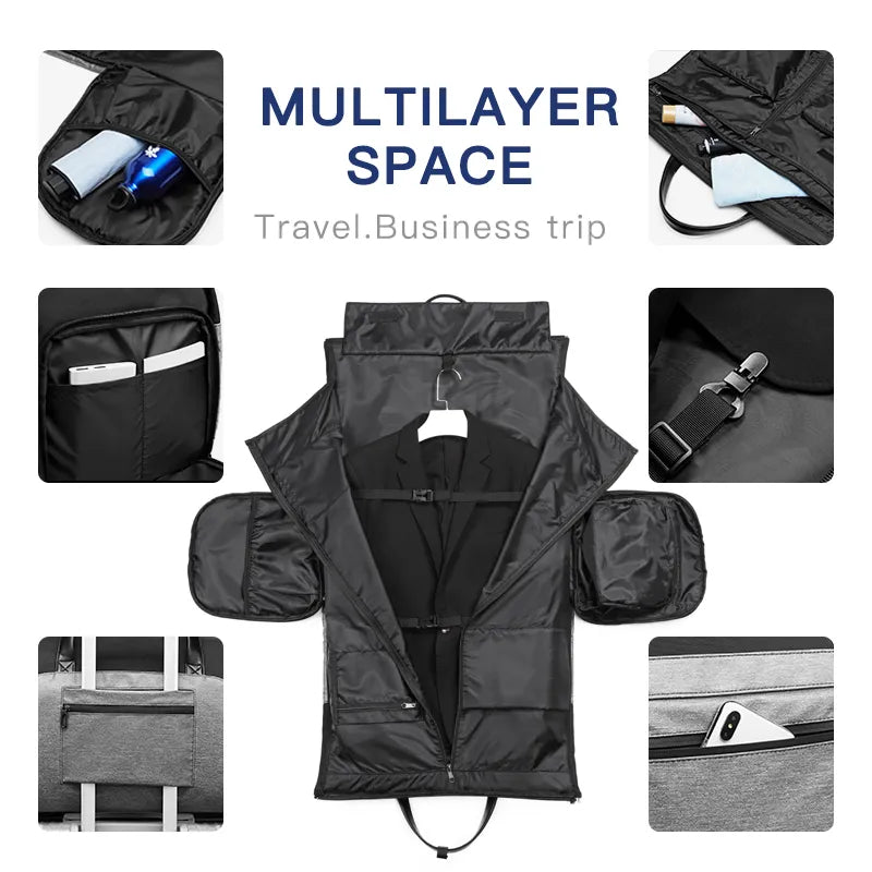 Bolsa de Viaje OZUKO Multifunción para Trajes de Hombre: Gran Capacidad de Almacenamiento, Bolso de Viaje Impermeable con Compartimento para Zapatos