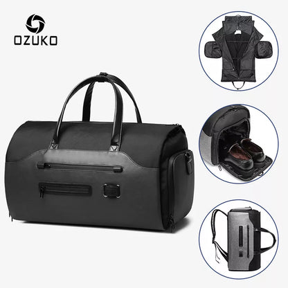 Bolsa de Viaje OZUKO Multifunción para Trajes de Hombre: Gran Capacidad de Almacenamiento, Bolso de Viaje Impermeable con Compartimento para Zapatos