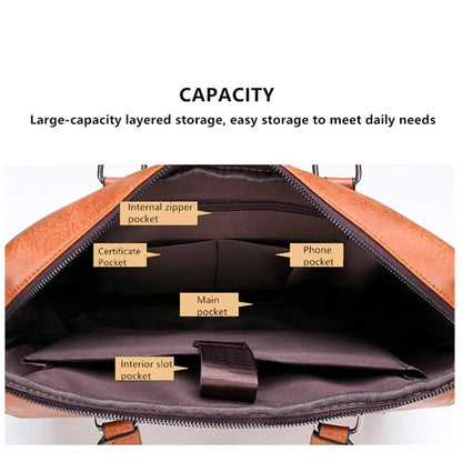 Maletín de Negocios para Hombre JEEP BULUO, Bolso de Hombro de Cuero PU, Ideal para Portátil