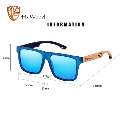 HU WOOD - Gafas de Sol Cuadradas para Hombre | Lentes Polarizadas con Protección UV400 | Moda, Espejo, Deporte y Conducción