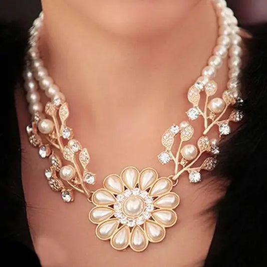 Nuevo Collar Bohemio para Mujeres con Colgante de Flor de Perla Artificial - Choker de Joyería, Regalo Mayorista para Dropshipping