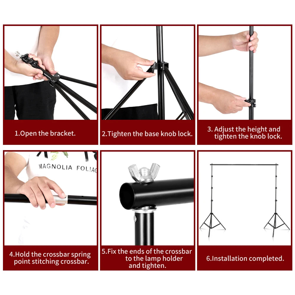 Soportes de Fondo para Fotografía - Sistema de Soporte para Telón de Fondo, Chromakey Pantalla Verde, Kits de Luz con Marco y Bolsa de Transporte