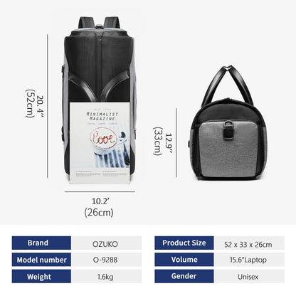 Bolsa de Viaje OZUKO Multifunción para Trajes de Hombre: Gran Capacidad de Almacenamiento, Bolso de Viaje Impermeable con Compartimento para Zapatos