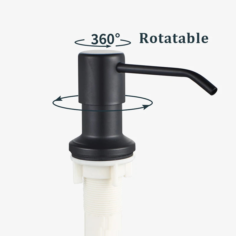 Dispensador de Jabón Líquido Negro Mate Senlesen para Fregadero de Cocina | Botella de Detergente de 250ML con Presión Manual