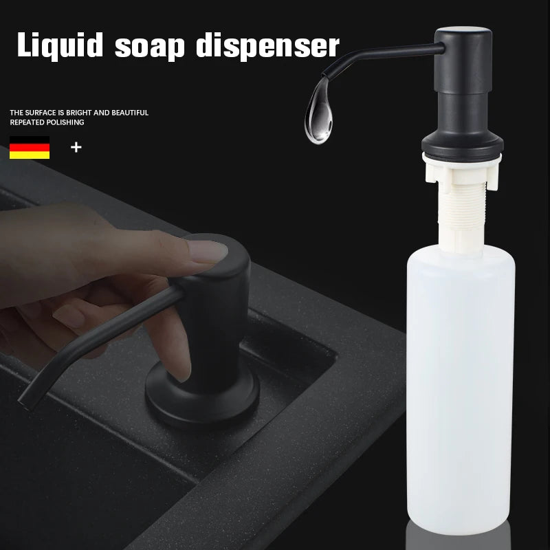 Dispensador de Jabón Líquido Negro Mate Senlesen para Fregadero de Cocina | Botella de Detergente de 250ML con Presión Manual