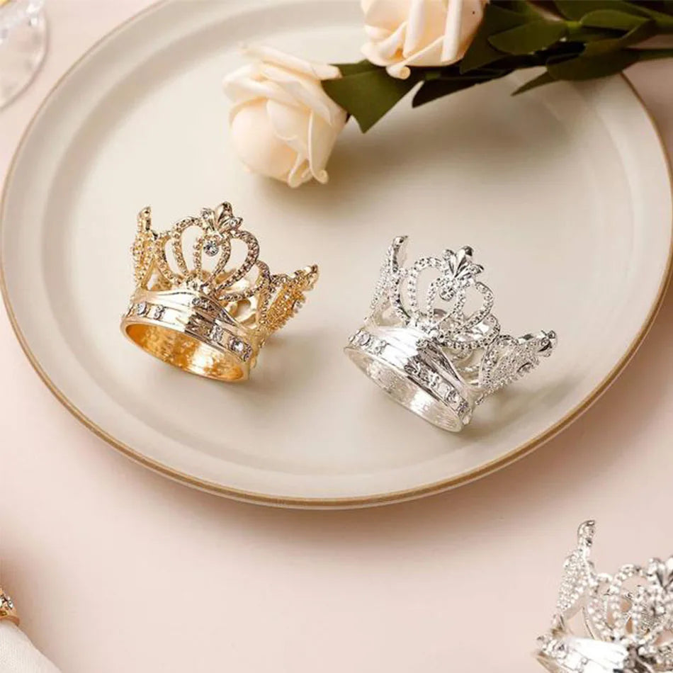 Servilleteros de oro con diamantes de imitación para Navidad, 3 piezas, hebillas de Halloween para cenas, fiestas de boda y decoración de mesa de comedor
