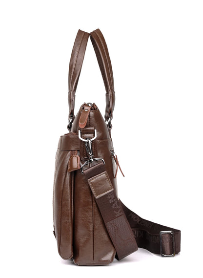 Maletín de Cuero PU para Hombre de 15 Pulgadas – Bolsa de Oficina Casual con Compartimentos para Computadora y Documentos