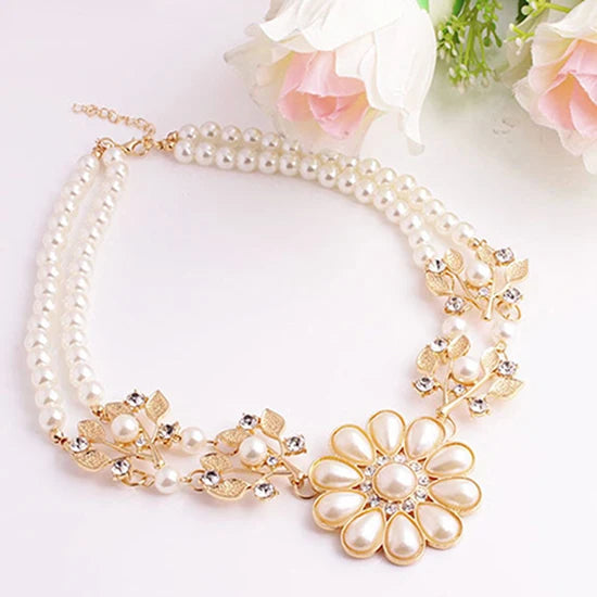 Nuevo Collar Bohemio para Mujeres con Colgante de Flor de Perla Artificial - Choker de Joyería, Regalo Mayorista para Dropshipping