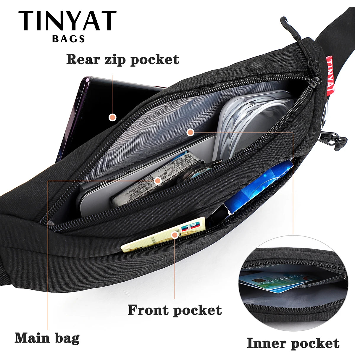 Bolso de Cintura de Gran Capacidad para Hombre – Bolsa Casual de Nylon Impermeable con Funciones Antirrobo
