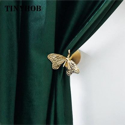 Gancho de Cortina de Libélula/Ángel de Latón Dorado - Accesorio de Metal Duradero para Pared