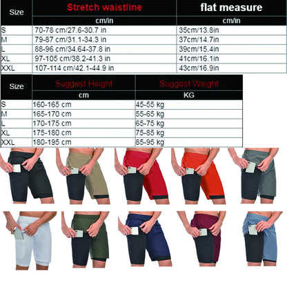 Pantalones Cortos Deportivos Hombre 2 en 1 | Secado Rápido para Entrenamiento, Gimnasio y Running | Verano 2023