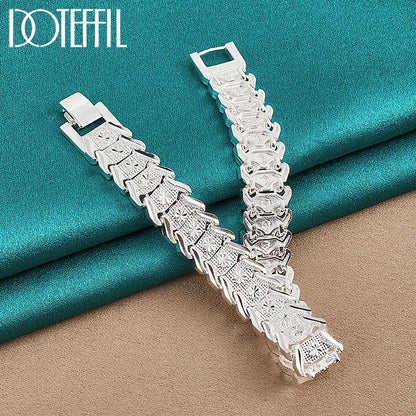 DOTEFFIL - Pulsera Ancha de Plata de Ley 925 Unisex para Boda y Fiesta
