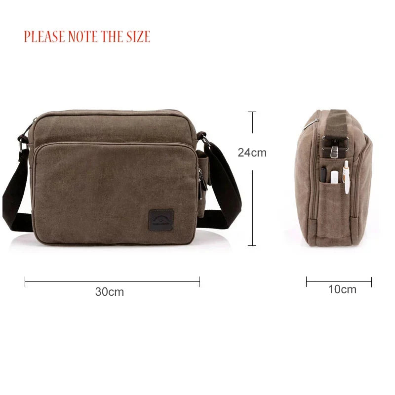 Bolsa de Lona Vintage para Hombre, Bolso Mensajero Multifuncional de Viaje, Bandolera Casual, Estilo Urbano y Ligero