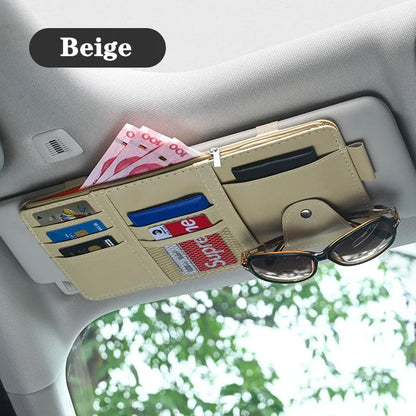 Organizador de Visera Solar para Coche, Portabolígrafos y Tarjetas de Negocios, Caja de Almacenamiento para CD/DVD y Gafas de Sol