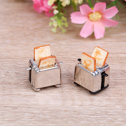 Mini Máquina de Pan con Tostadora para Casa de Muñecas en Escala 1/12 - Accesorios de Decoración Miniatura