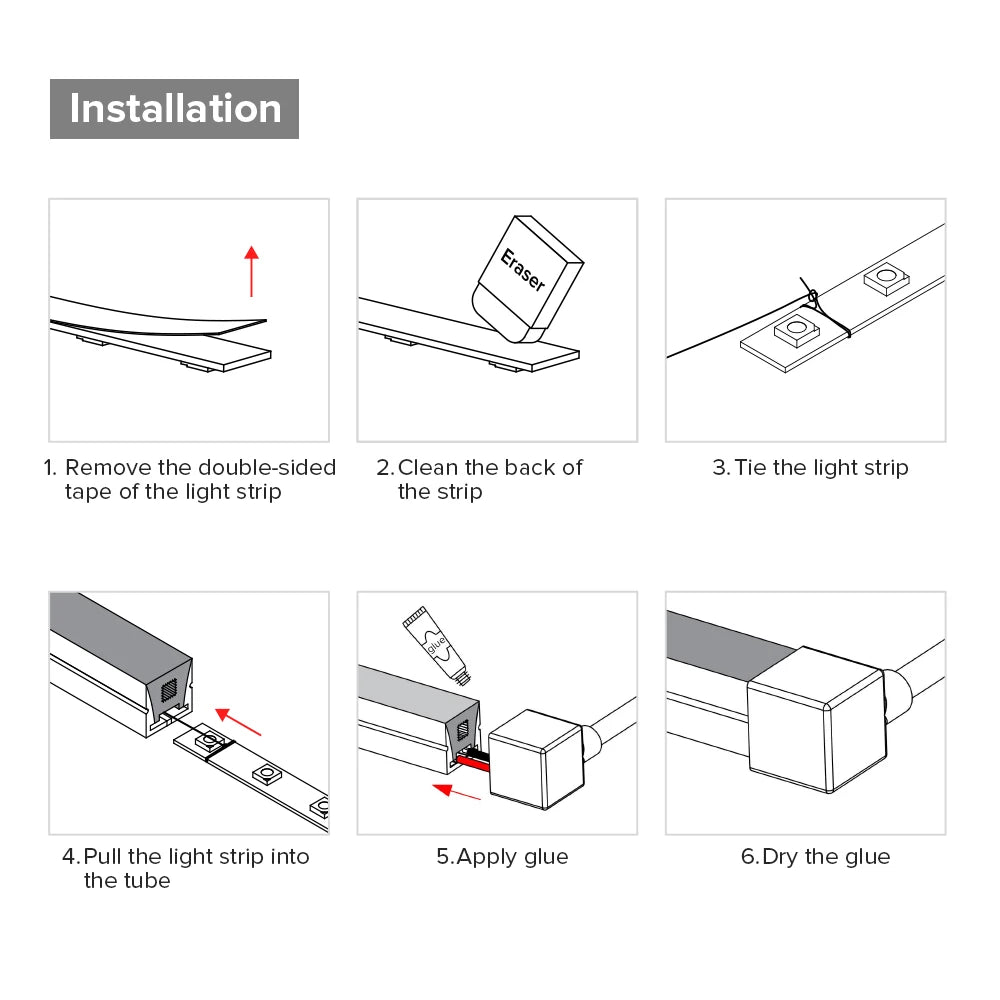 Tubo de Señal de Neón WS2812B WS2811, Tira de Luz LED SK6812 RGBW, Gel de Silicona Flexible, 1m-5m, Luces Suaves de Neón para Exteriores, IP67