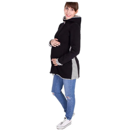 Chaqueta de Maternidad con Portabebés - Abrigo de Primavera/Otoño con Canguro y Cierre de Cremallera para Mujeres Embarazadas