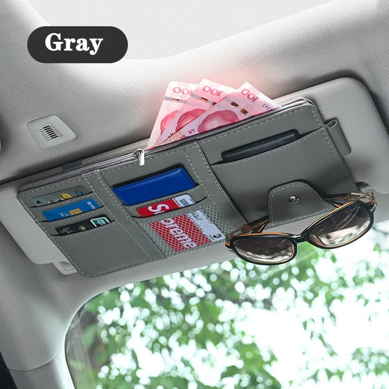 Organizador de Visera Solar para Coche, Portabolígrafos y Tarjetas de Negocios, Caja de Almacenamiento para CD/DVD y Gafas de Sol