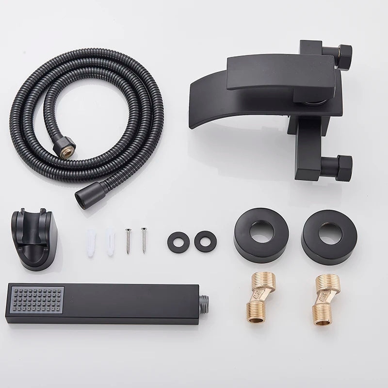 Grifo de Baño Negro Mate MYQualife con 2 Funciones, Montaje en Pared para Ducha y Bañera con Control de Agua Caliente y Fría