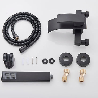 Grifo de Baño Negro Mate MYQualife con 2 Funciones, Montaje en Pared para Ducha y Bañera con Control de Agua Caliente y Fría