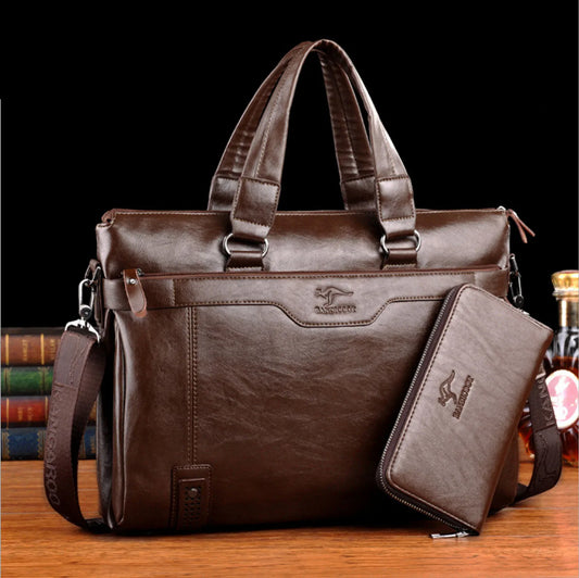 Maletín de Cuero PU para Hombre de 15 Pulgadas – Bolsa de Oficina Casual con Compartimentos para Computadora y Documentos