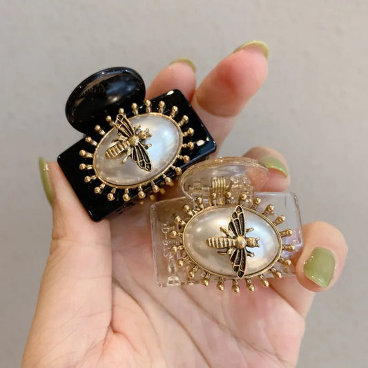 Horquillas Retro de Color Bronce Antiguo, abalorios de abeja, pinzas para el pelo, pinzas para el pelo, horquillas de perlas de lujo, accesorios para la cabeza, regalos Tamaño: 3,3*3cm