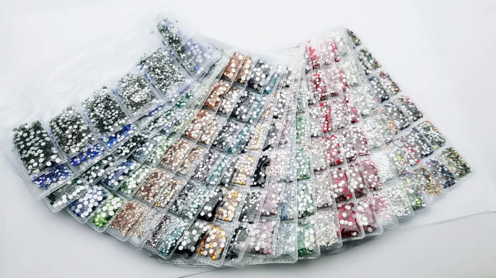 SS3-SS10, 1200 Uds., mezcla de tamaños, rosa/verde/azul/blanco, cristal de ópalo, diamantes de imitación para uñas, purpurina, decoración de diamantes de imitación para decoración de uñas