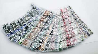 SS3-SS10, 1200 Uds., mezcla de tamaños, rosa/verde/azul/blanco, cristal de ópalo, diamantes de imitación para uñas, purpurina, decoración de diamantes de imitación para decoración de uñas