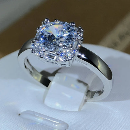 Anillos de Boda de Cuatro Garras en Plata 925: Cuadrado AAAAA con Circón Blanco