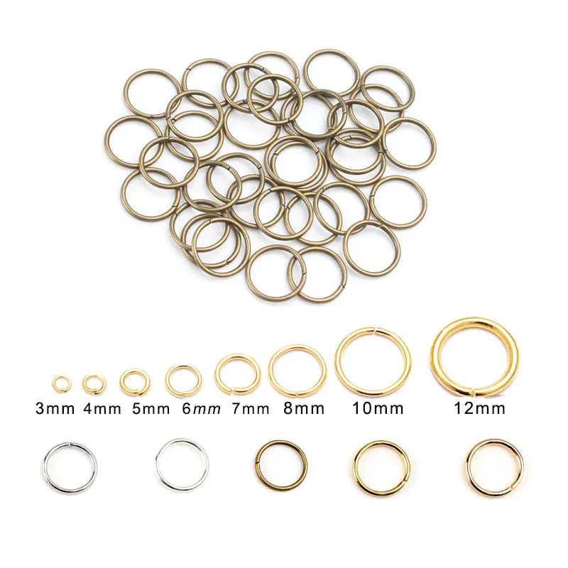 Aros Abiertos de Metal en Color Dorado y Plateado (3-12mm) - Conectores para DIY Joyería, Suministros de Accesorios
