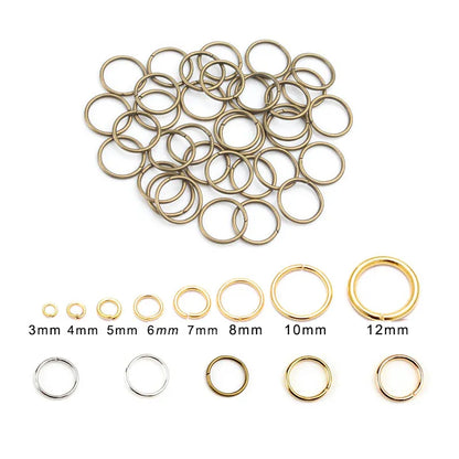 Aros Abiertos de Metal en Color Dorado y Plateado (3-12mm) - Conectores para DIY Joyería, Suministros de Accesorios