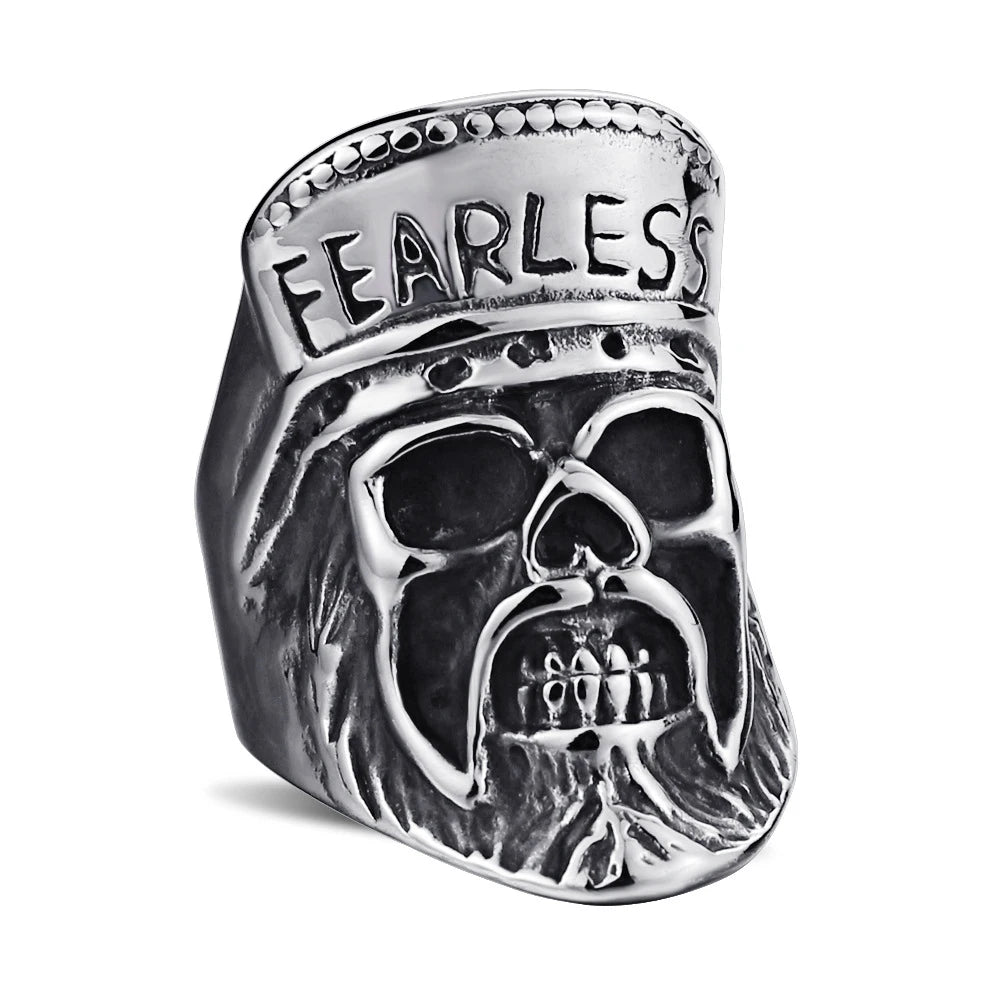 Anillo Gótico Punk para Hombre - Esqueleto Retro con Diseño de Calavera y Serpiente, Ajustable, Estilo Exagerado