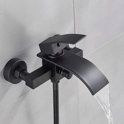 Grifo de Baño Negro Mate MYQualife con 2 Funciones, Montaje en Pared para Ducha y Bañera con Control de Agua Caliente y Fría