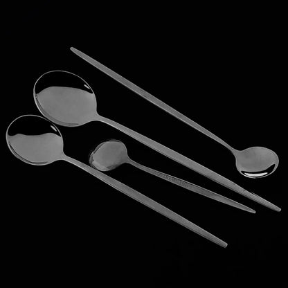 Set de Cubertería de Lujo Negro 18/10 de Acero Inoxidable | Juego de Cubiertos para Cena, Postre y Té