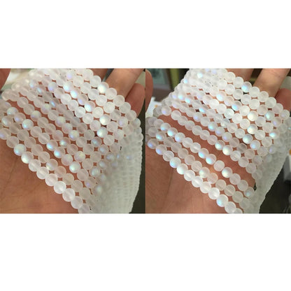 Perlas Redondas de Cristal Austríaco Blanco AB Mate para Fabricación de Joyería - 4/6 mm, Perlas de Luna Brillante para Pulseras y Collares DIY