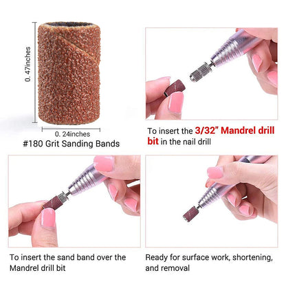50/100 Uds. Brocas para uñas, bandas de lijado para lima de uñas, juego de banda lijadora para uñas acrílicas, herramienta de pedicura para quitar Gel