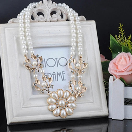 Nuevo Collar Bohemio para Mujeres con Colgante de Flor de Perla Artificial - Choker de Joyería, Regalo Mayorista para Dropshipping
