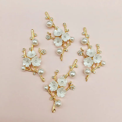 Rama de Flores Chapada en Oro KC - Accesorios de Aleación de Metal para Fabricación de Joyas, 33x63mm, 10 Piezas