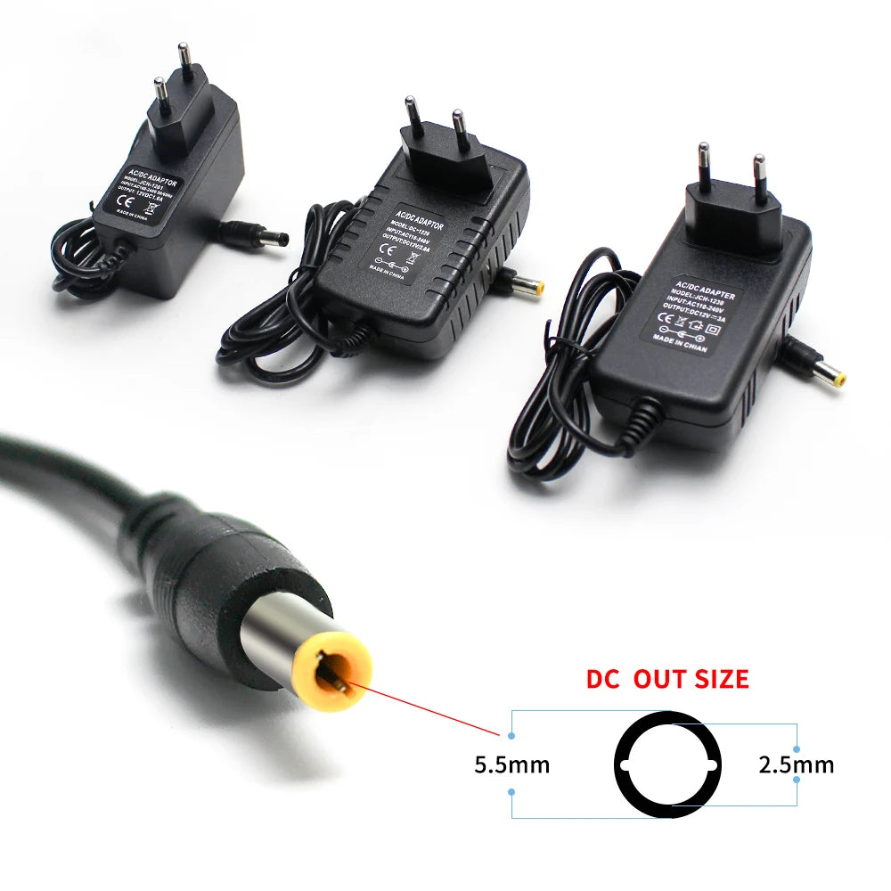 Fuente de Alimentación Universal, Transformador AC 220V a DC 5V/6V/9V/12V/15V/24V, Adaptador de Corriente para Controlador LED, 1A a 8A
