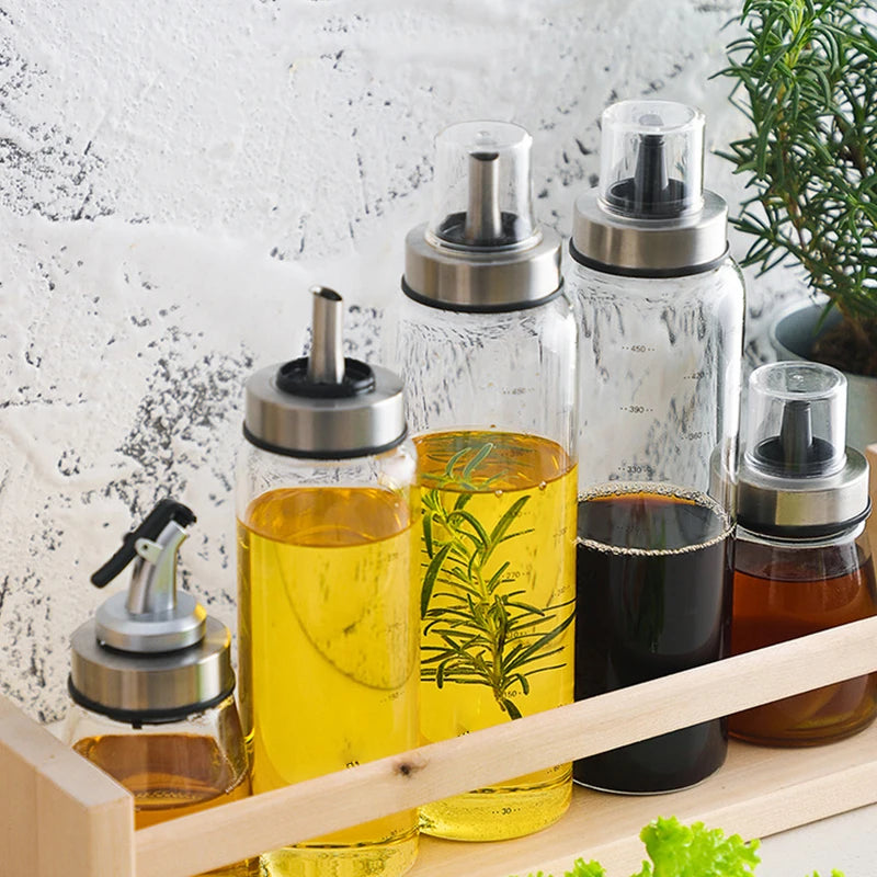 Botella de Aceite de Vidrio de Borosilicato de Alta Resistencia Holaroom, Recipiente de Almacenamiento Antigoteo para Condimentos, Tarro de Salsa de Soja, Botella de Vinagre - Accesorio de Cocina Duradero